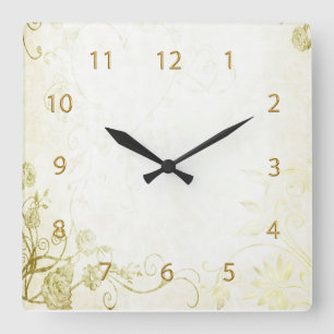 Elegant Gold Quadratische Wanduhr