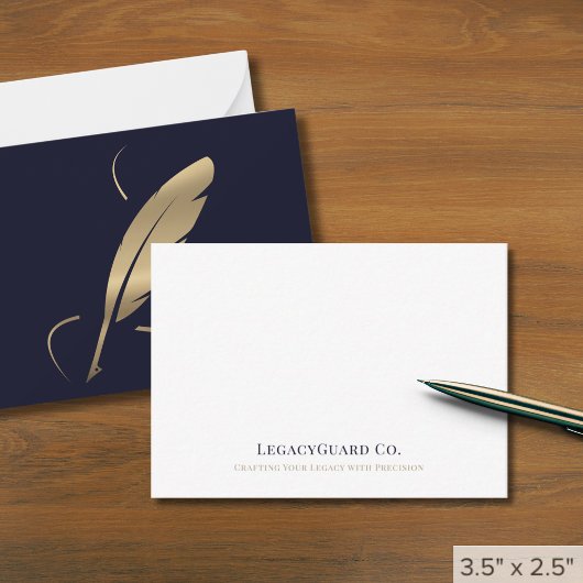 Elegant Gold Quill Mitteilungskarte