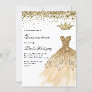 Elegant Gold Quinceanera Einladung