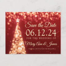 Elegant Gold Red Christmas rettet das Datum