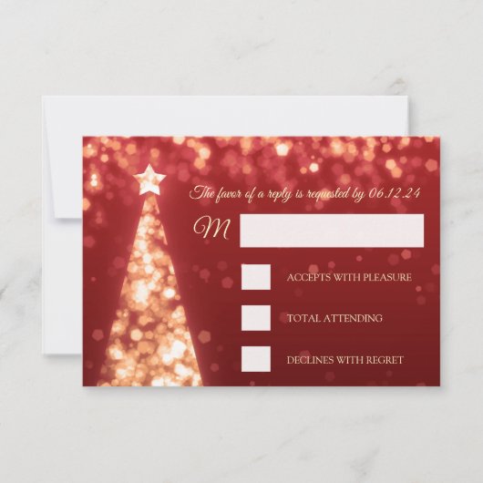 Elegant Gold Red Christmas RSVP Karte (Vorderseite)