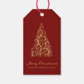 Elegant Gold Red Christmas Tree Custom Geschenkanhänger (Vorderseite)