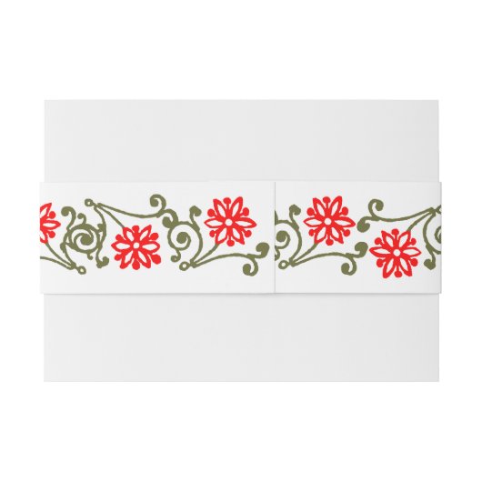 Elegant Gold Red Daisy Etching Border Bands Einladungsbanderole (Rückseitenbeispiel)