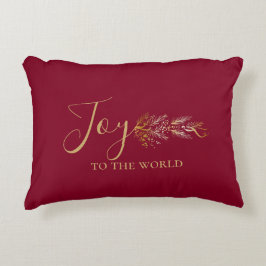 Elegant Gold Red Joy Personalisiert Weihnachten Dekokissen