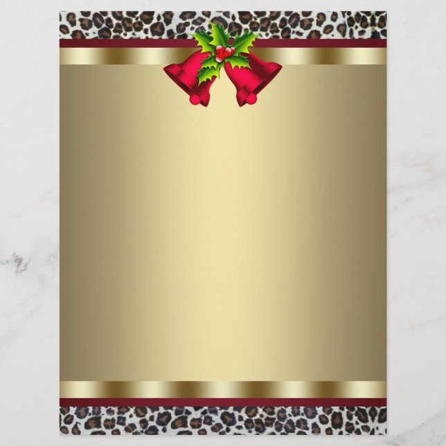 Elegant Gold Red Leopard Weihnachtsbriefe (Vorderseite)