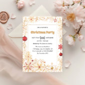 Elegant Gold & Red Ornaments Christmas Party       Einladung