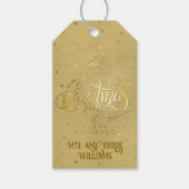 Elegant Gold Reindeer Gold Briefe Weihnachten Geschenkanhänger (Vorderseite)