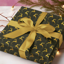 Elegant Gold Reindeer Grünen Weihnachtsfeiertag Geschenkpapier