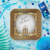 Elegant Gold Rim 65. Geburtstagsparty Pappteller (Party)