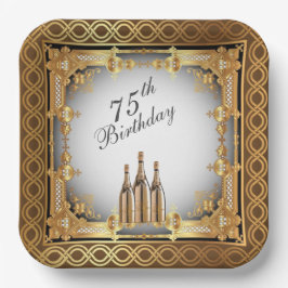 Elegant Gold Rim 75. Geburtstagsparty Pappteller