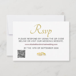 Elegant Gold Rings Wedding QR Code UAWG RSVP Karte