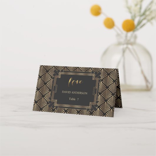 Elegant Gold Roaring Große Gatsby Hochzeit der 192 Platzkarte (Rückseite)