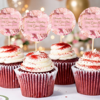 Elegant Gold Rosa Rose Floral Quinceñera Runder Aufkleber