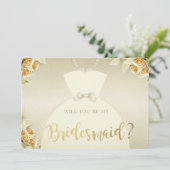 Elegant, Gold-Rose, Bride Dress Bridesmaid Card Einladung (Stehend Vorderseite)
