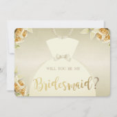 Elegant, Gold-Rose, Bride Dress Bridesmaid Card Einladung (Vorderseite)
