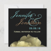 Elegant GOLD Rose Hochzeit Rett Datum Einladung (Rückseite)