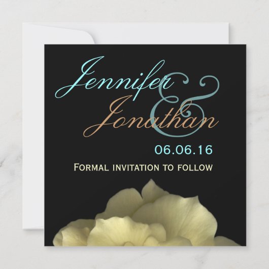 Elegant GOLD Rose Hochzeit Rett Datum Einladung (Rückseite)