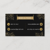 Elegant Gold Roses Black Luxury Professional Visitenkarte (Rückseite)