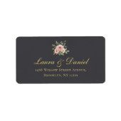 Elegant Gold Roses & Black Return Address Label Adressaufkleber (Vorne)