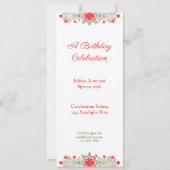 Elegant Gold & Rote Flora Kunst, Dichtung und Musi Einladung (Rückseite)