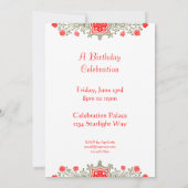 Elegant Gold & Rote Flora Kunst, Dichtung und Musi Einladung (Rückseite)