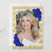 Elegant Gold Royal Blue Foto 50. Geburtstag Einladung (Rückseite)
