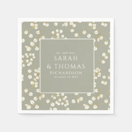 Elegant Gold Sage Green Greenery Eukalyptus Blätte Serviette