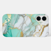Elegant Gold Sage Green Marble Custom Name Case-Mate iPhone Hülle (Rückseite (Horizontal))