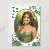 Elegant Gold Sage Green Rose 18th Birthday Debut  Einladung (Rückseite)
