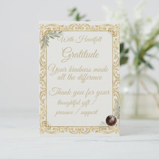 Elegant Gold Sage Holiday Thank You card Dankeskarte (Stehend Vorderseite)