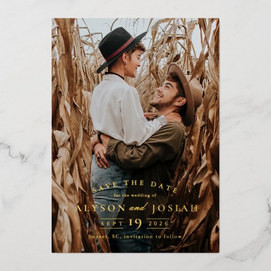 Elegant Gold Save the Date Folieneinladung (Vorderseite)