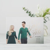 Elegant Gold Save the Date Kalligraphie Fotokarte (Stehend Vorderseite)