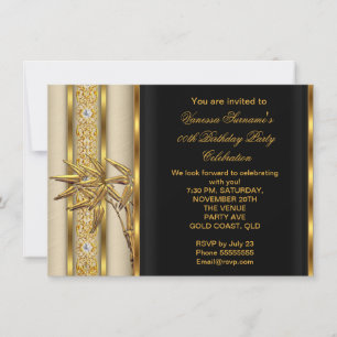 Elegant Gold Schwarz Asiatischer Bambus Karamell B Einladung
