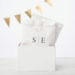 Elegant Gold Schwarz Monogramm Minimalistisch Geschenktütchen
