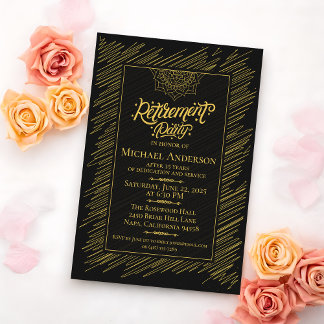 Elegant Gold Scribble Retirement Party Invitation Einladung