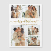 Elegant Gold Script 5 Photo Merry Christmas Magnetkarte (Vorderseite)