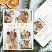 Elegant Gold Script 6 Photo Collage Christmas Postkarte