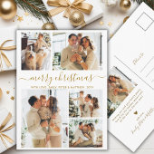 Elegant Gold Script 6 Photo Collage Christmas Postkarte