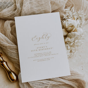 Elegant Gold Script 80. Geburtstagsparty Einladung
