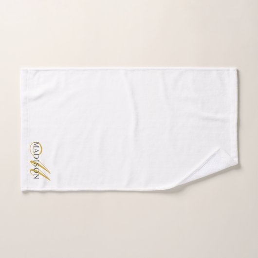 Elegant Gold Script Anfangsname Monogram White Badhandtuch Set (Handtuch)