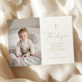 Elegant Gold Script Baptism Flat Thank You Card Dankeskarte