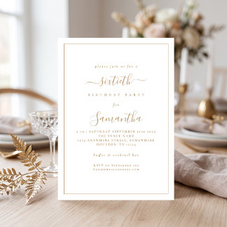 Elegant Gold Script Border 60. Geburtstagsparty Einladung