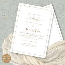 Elegant Gold Script Border 60. Geburtstagsparty Einladung