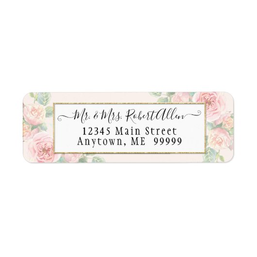 Elegant Gold Script Botanische Rosa Rose n Greener (Vorne)