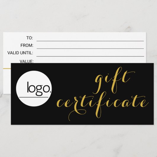 ELEGANT GOLD SCRIPT BUSINESS LOGO GIFT BESCHEINIGU (Vorne/Hinten)