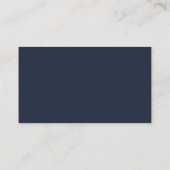 Elegant Gold Script Calligraphy Navy Blue Wedding Platzkarte (Rückseite)