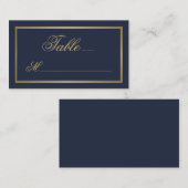 Elegant Gold Script Calligraphy Navy Blue Wedding Platzkarte (Vorne/Hinten)