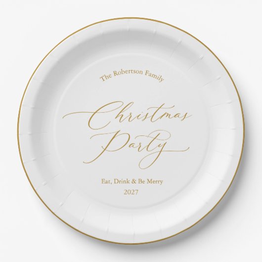 Elegant Gold Script Christmas Party Pappteller (Vorderseite)