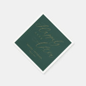 Elegant Gold Script Emerald Green Wedding Napkins Serviette (Ecke)
