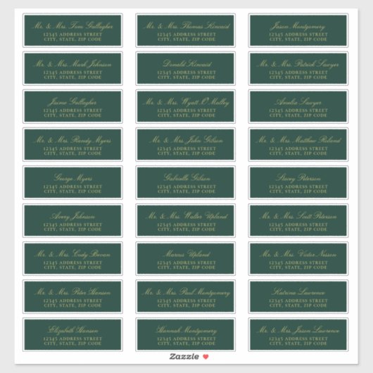 Elegant Gold Script Emerald Guest Address Labels (Blatt)